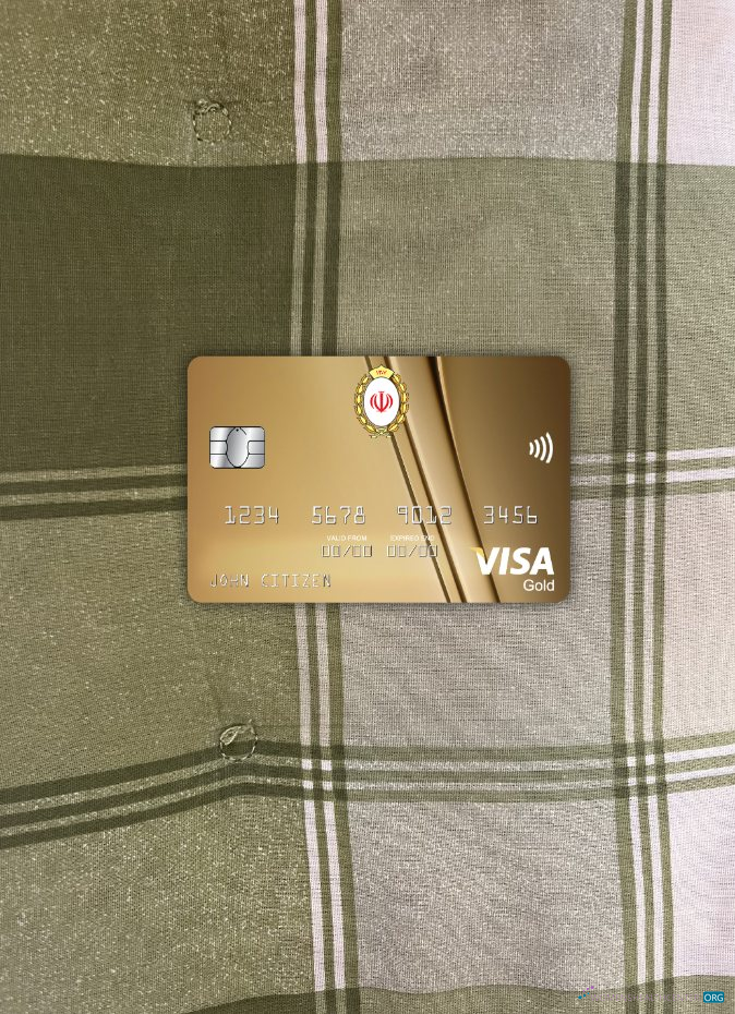 Download Iran Melli Bank visa gold card photolook front Photoshop template